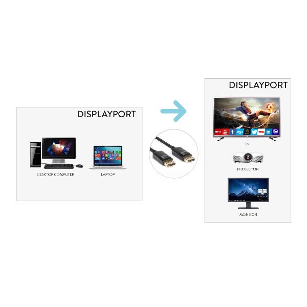 Cavo DisplayPort 1.3 Hamlet 1.8 metri Maschio/Maschio - immagine 3