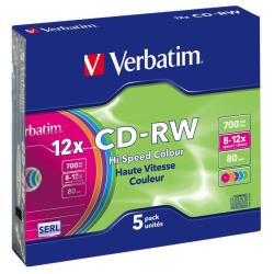 CD-RW Verbatim 43167 700MB 5 Pezzi Jewel Case