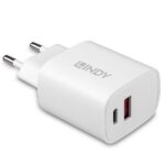 Adattatore USB Lindy 20W USB-C Bianco Caricatore da Parete