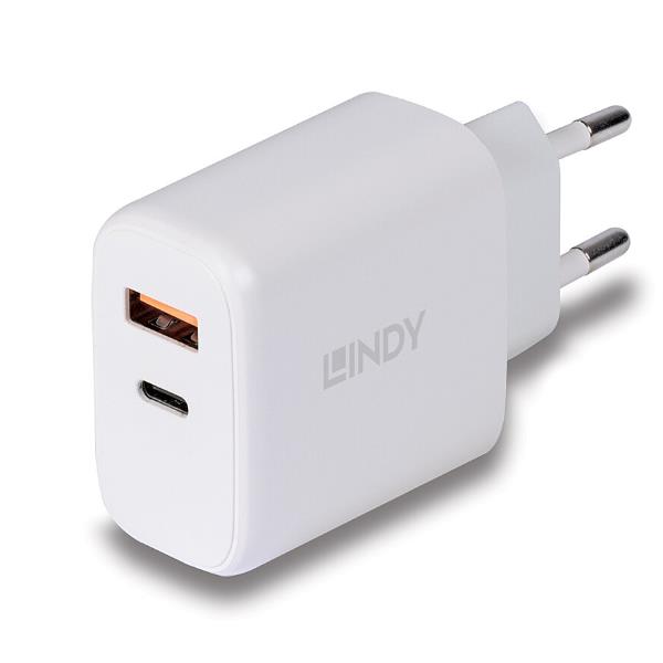 Alimentatore USB Lindy 30W Tipo A e C Bianco - SKU: 73424-LND