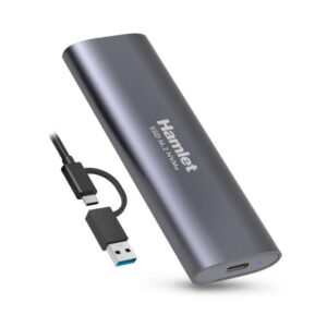 Box Esterno M.2 NVMe Hamlet HXDM2-10GY USB 3.2 Gen2 10Gbps USB-C/A Grigio Alluminio