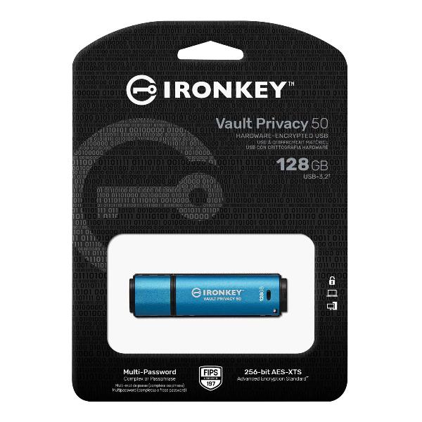Chiavetta USB Kingston IronKey Vault Privacy 50C 128GB USB-C 10Gbps