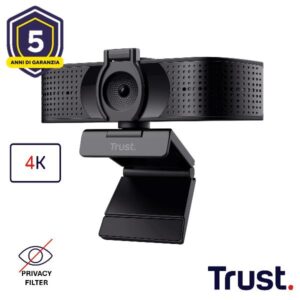 Webcam Trust Teza 4K Ultra HD USB Nero con Filtro Privacy