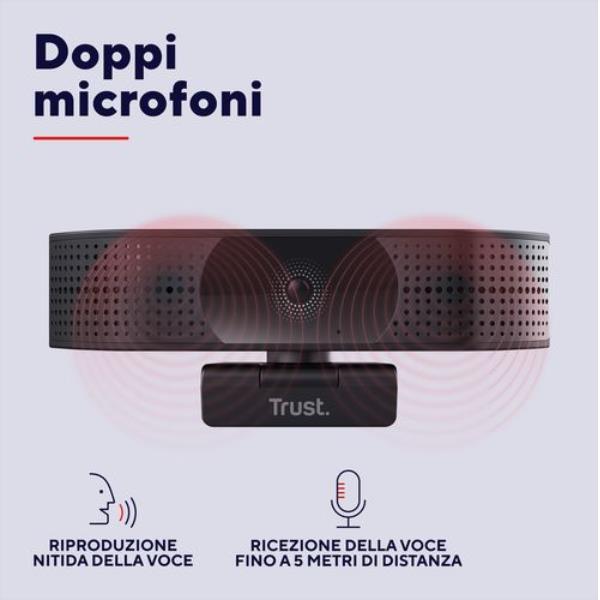 Webcam Trust Teza 4K Ultra HD USB Nero con Filtro Privacy - immagine 4