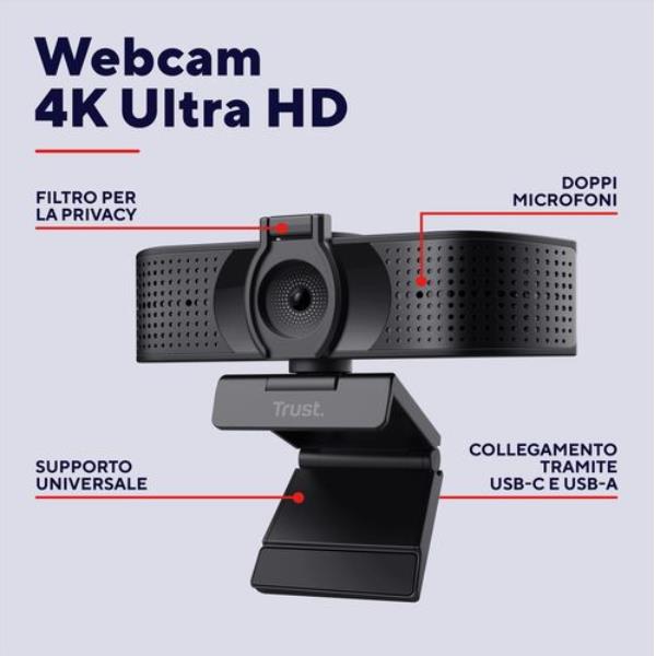 Webcam Trust Teza 4K Ultra HD USB Nero con Filtro Privacy - immagine 6