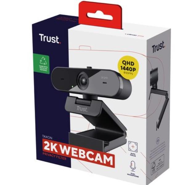 Webcam Trust TYRON 2K QHD 1440p Filtro Privacy USB Nero
