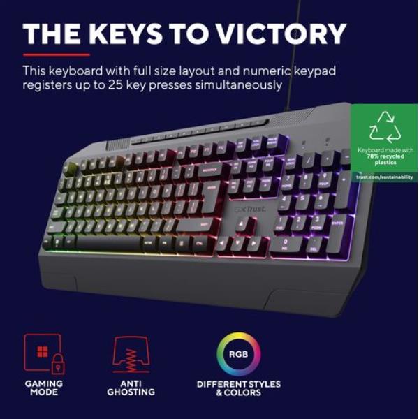 Tastiera Gaming Trust GXT 791 Set 3-in-1 Italiano con Mouse e Mousepad - immagine 7