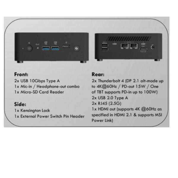 Mini PC MSI Cubi NUC AI+ Intel Core Ultra 9 32GB 2TB SSD Copilot+PC - immagine 2