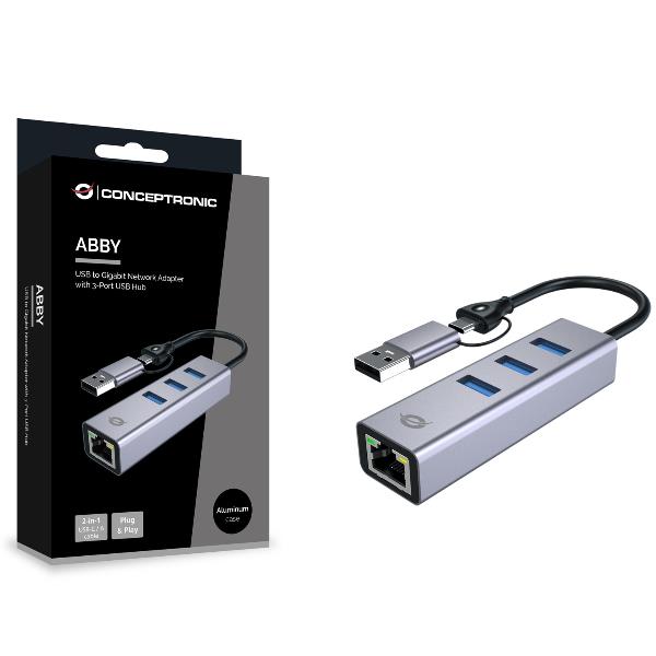 Adattatore USB-C a Gigabit Network Conceptronic USB 3.2 - immagine 3