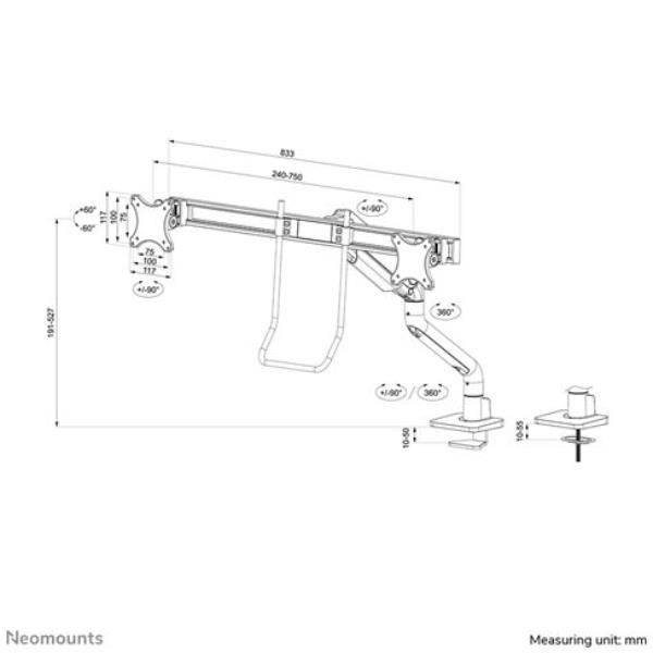 Staffa Monitor Neomounts DS75S-950BL2 per Scrivania fino a 32" 8kg - immagine 4