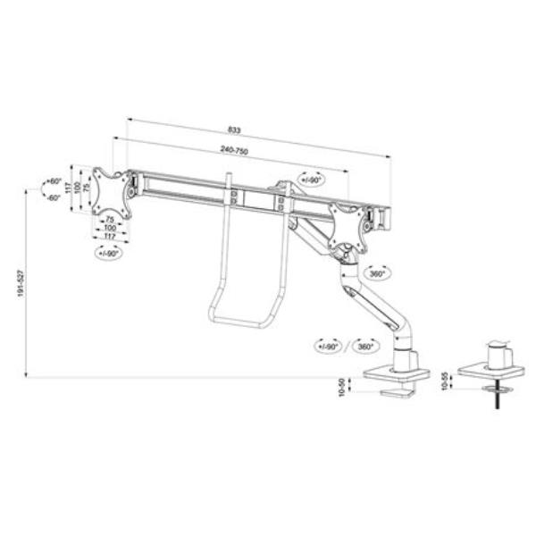 Staffa Monitor Neomounts DS75S-950WH2 per 2 Schermi fino a 32 Montaggio Scrivania - SKU: DS75S-950WH2 - Immagine 8