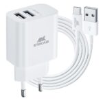 Caricabatterie da Parete Rivacase 12W 2 Porte USB Bianco con Cavo