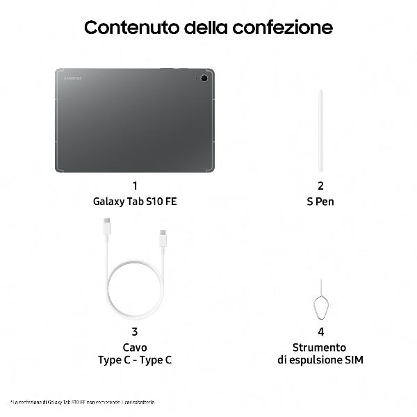 Tablet Samsung Galaxy Tab S10 FE 5G 12256GB 10.9 Grigio - SKU: SM-X526BZAPEUE