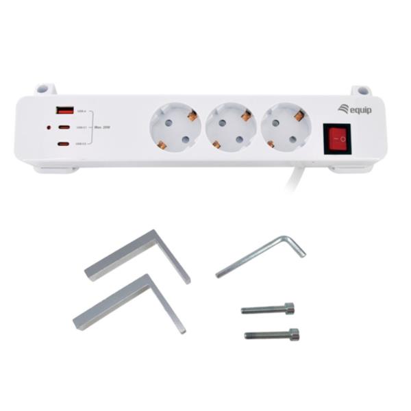 Multipresa EQUIP 3 Prese + 3 USB Interruttore Cavo 2m - immagine 3