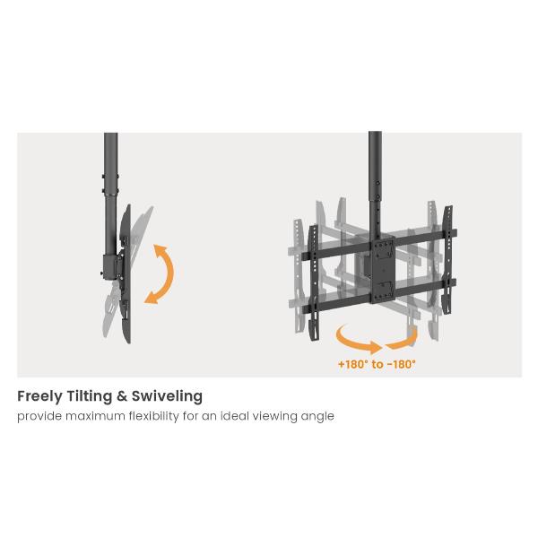 Staffa Soffitto Dual Screen Equip 34-60" per 2 Monitor fino a 40kg - immagine 9