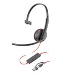Cuffie Professionali Poly HP Blackwire 3210 USB-C/A con Noise Canceling