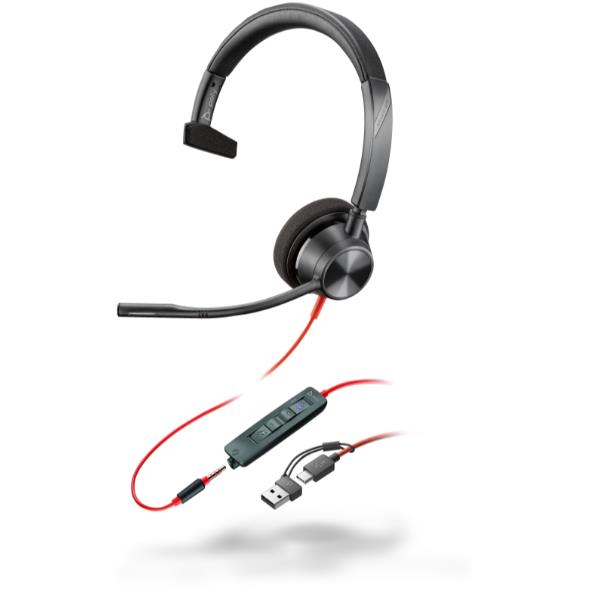 Cuffie Professionali Poly HP Blackwire 3315 USB-C/A + AUX 3.5mm Noise Canceling - immagine 3