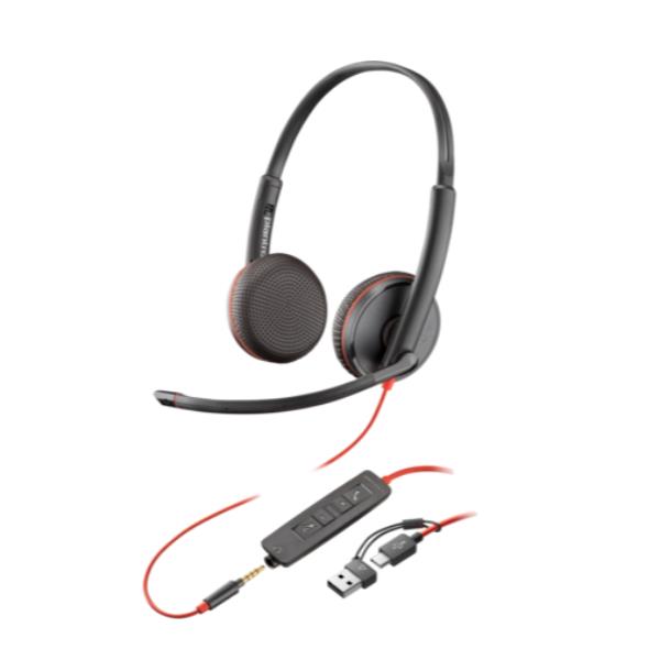 Cuffie Professionali Poly HP Blackwire 3225 USB-C/A + AUX Noise Canceling