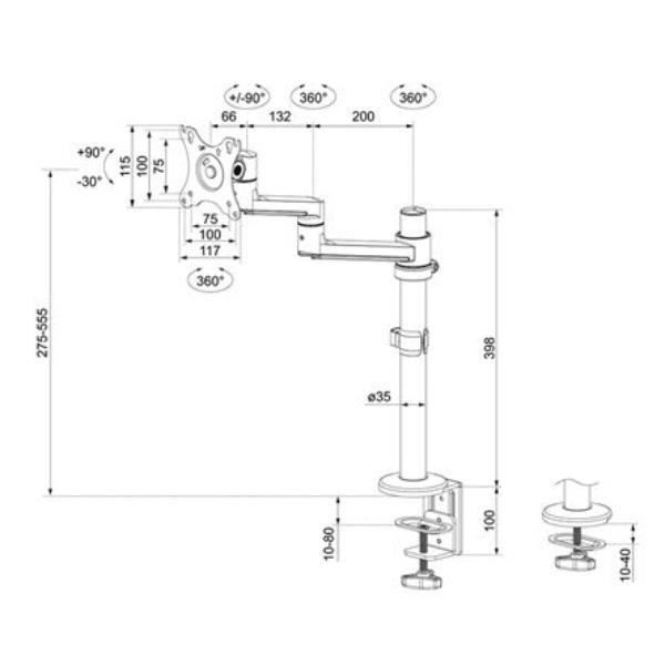 Staffa Monitor Neomounts DS60-425BL1 per Scrivania fino a 27 8kg - SKU: DS60-425BL1 - Immagine 6