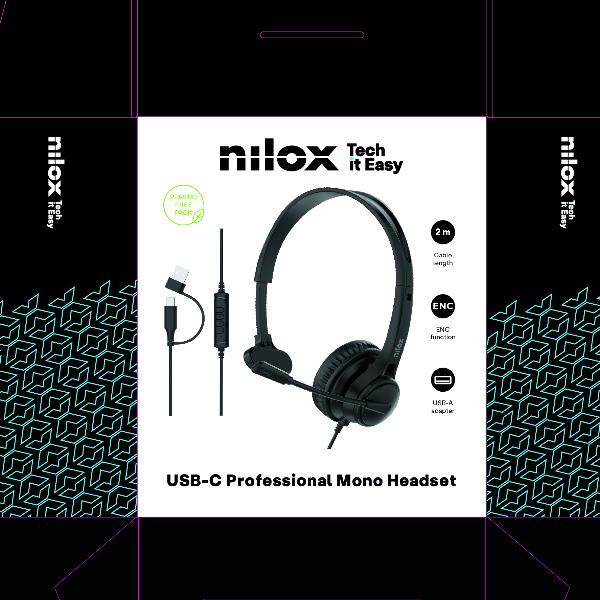 Cuffia Professionale Nilox TECH Mono USB-A/USB-C con ENC - immagine 3