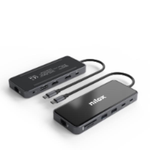 Docking Station USB-C Nilox DOCKING DESK 12-in-1 Grigio Alluminio - immagine 2