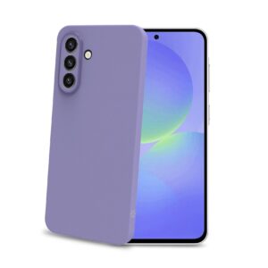 Celly SANDCASE - Cover morbida in TPU con tasti e bordo fotocamera colore a contrasto, effetto sabbiato colore trasparente viola compatibile con Samsung Galaxy A37 5G - Cover