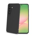 Celly SANDCASE – Cover morbida in TPU con tasti e bordo fotocamera colore a contrasto, effetto sabbiato colore trasparente nero compatibile con Samsung Galaxy A57 5G – Cover