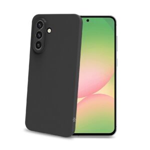 Celly SANDCASE - Cover morbida in TPU con tasti e bordo fotocamera colore a contrasto, effetto sabbiato colore trasparente nero compatibile con Samsung Galaxy A57 5G - Cover