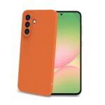 Celly SANDCASE – Cover morbida in TPU con tasti e bordo fotocamera colore a contrasto, effetto sabbiato colore trasparente arancione compatibile con Samsung Galaxy A57 5G – Cover