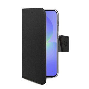 Celly WALLY - Custodia a libro in pelle sintetica con chiusura flap magnetico, slot per carte e funzione stand colore nero compatibile con Samsung Galaxy A37 5G - Custodie