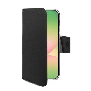 Celly WALLY - Custodia a libro in pelle sintetica con chiusura flap magnetico, slot per carte e funzione stand colore nero compatibile con Samsung Galaxy A57 5G - Custodie