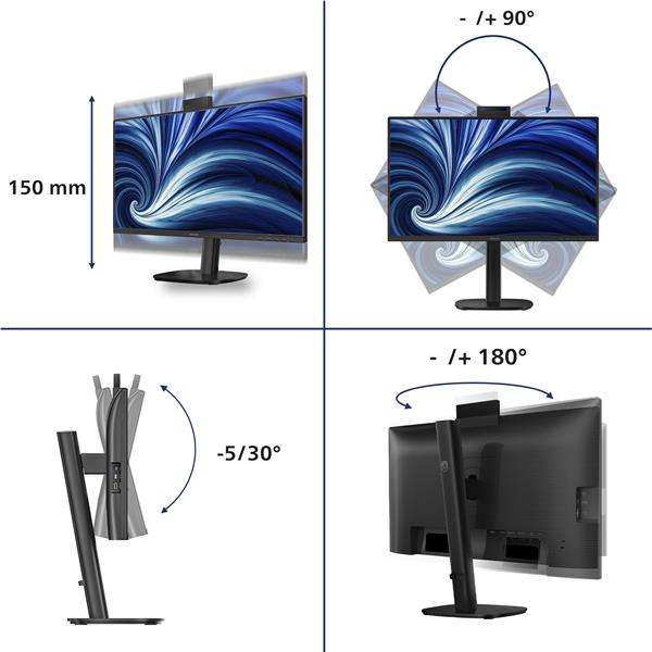 Monitor Philips 23,8 IPS Full HD Regolazione Altezza Pivot - SKU: 24B2U3301H/00 - Immagine 7
