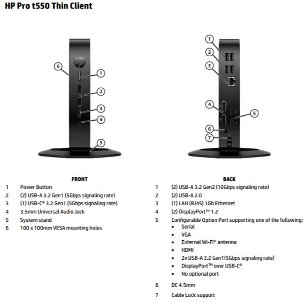 Thin Client HP t550 8GB RAM 64GB eMMC Windows 10 IoT - SKU: 5H0X0EA - Immagine 3