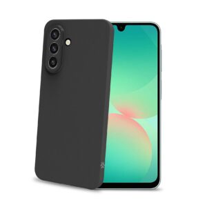 Celly SANDCASE- Cover morbida in TPU con tasti e bordo fotocamera colore a contrasto, effetto sabbiato colore trasparente nero compatibile con Samsung Galaxy A27 5G - Cover