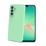 Celly SANDCASE- Cover morbida in TPU con tasti e bordo fotocamera colore a contrasto, effetto sabbiato colore trasparente verde compatibile con Samsung Galaxy A27 5G – Cover