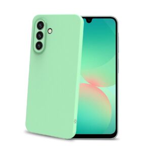 Celly SANDCASE- Cover morbida in TPU con tasti e bordo fotocamera colore a contrasto, effetto sabbiato colore trasparente verde compatibile con Samsung Galaxy A27 5G - Cover