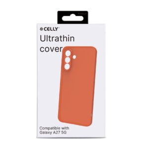 Celly SANDCASE- Cover morbida in TPU con tasti e bordo fotocamera colore a contrasto, effetto sabbiato colore trasparente arancione compatibile con Samsung Galaxy A27 5G - Cover