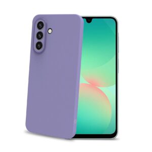 Celly SANDCASE- Cover morbida in TPU con tasti e bordo fotocamera colore a contrasto, effetto sabbiato colore trasparente viola compatibile con Samsung Galaxy A27 5G - Cover