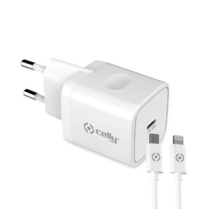 Celly TC USB-C 20W+LIGHTNING CABLE WHITE - Kit di ricarica