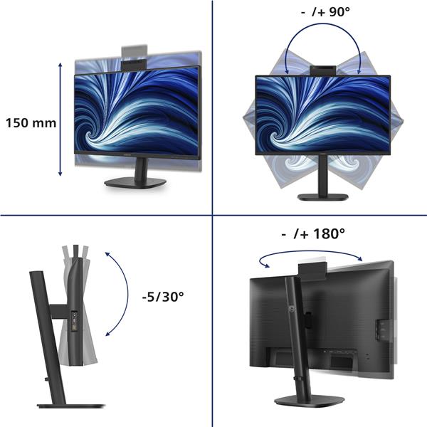 Monitor Philips 23,8 IPS Full HD Regolazione Altezza Pivot - SKU: 24B2N3200JH/00 - Immagine 8