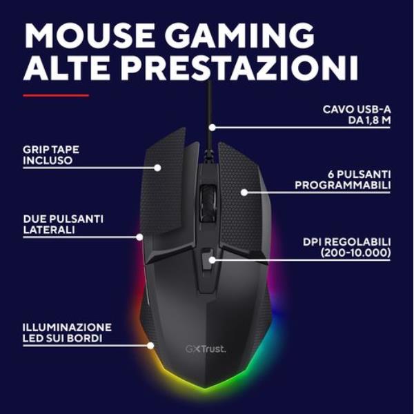 Mouse Gaming Trust GXT121 FELOX USB Nero - SKU: 25603 - Immagine 5