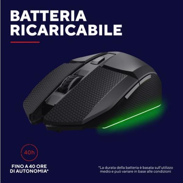 Mouse Gaming Trust GXT122 FELOX Dual Wireless Nero - SKU: 25748 - Immagine 2