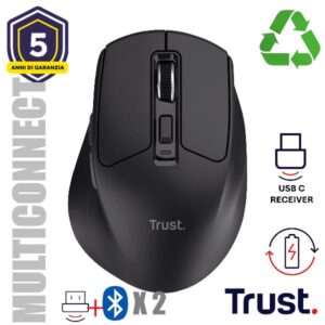 Mouse Wireless Trust Niven Comfort Multi-WRLS Bluetooth Nero - SKU: 26021