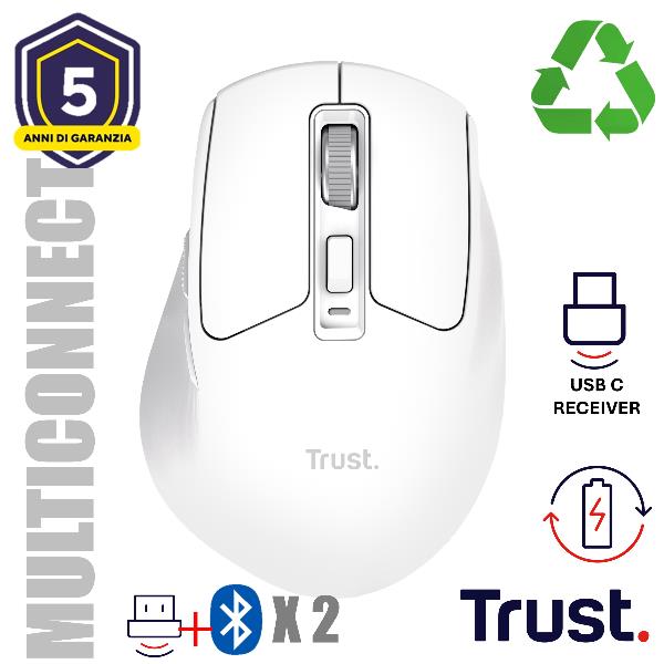Mouse Wireless Trust Niven Comfort Multi Bianco Bluetooth - SKU: 26022