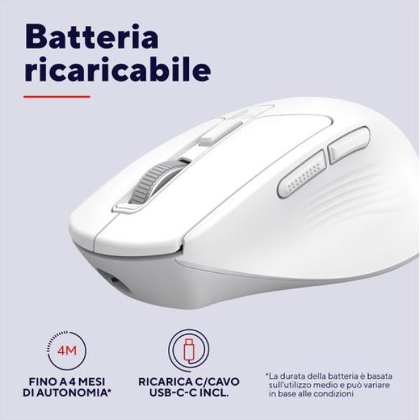 Mouse Wireless Trust Niven Comfort Multi Bianco Bluetooth - SKU: 26022 - Immagine 4