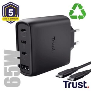 Caricabatterie Trust MAXO 65W 4P GAN CHARGER BLK - Nero - SKU: 26067TRS