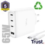 Caricabatterie Trust MAXO 65W 4P GAN Nero USB-C 65W