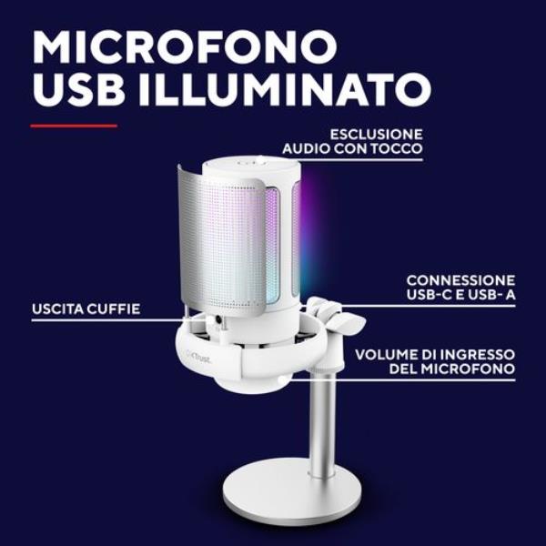 Microfono USB Trust GXT238W Auron Bianco 20kHz - SKU: 26082 - Immagine 4