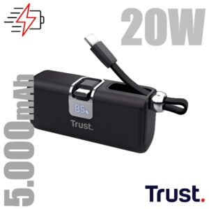 Power Bank Trust PACTO 5000 PD Pocket 5000mAh USB-C Nero - SKU: 26104TRS