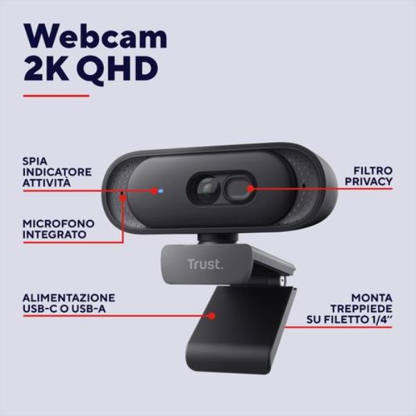 Webcam Trust TOMAR 4K USB Nero 30fps - SKU: 26141 - Immagine 7